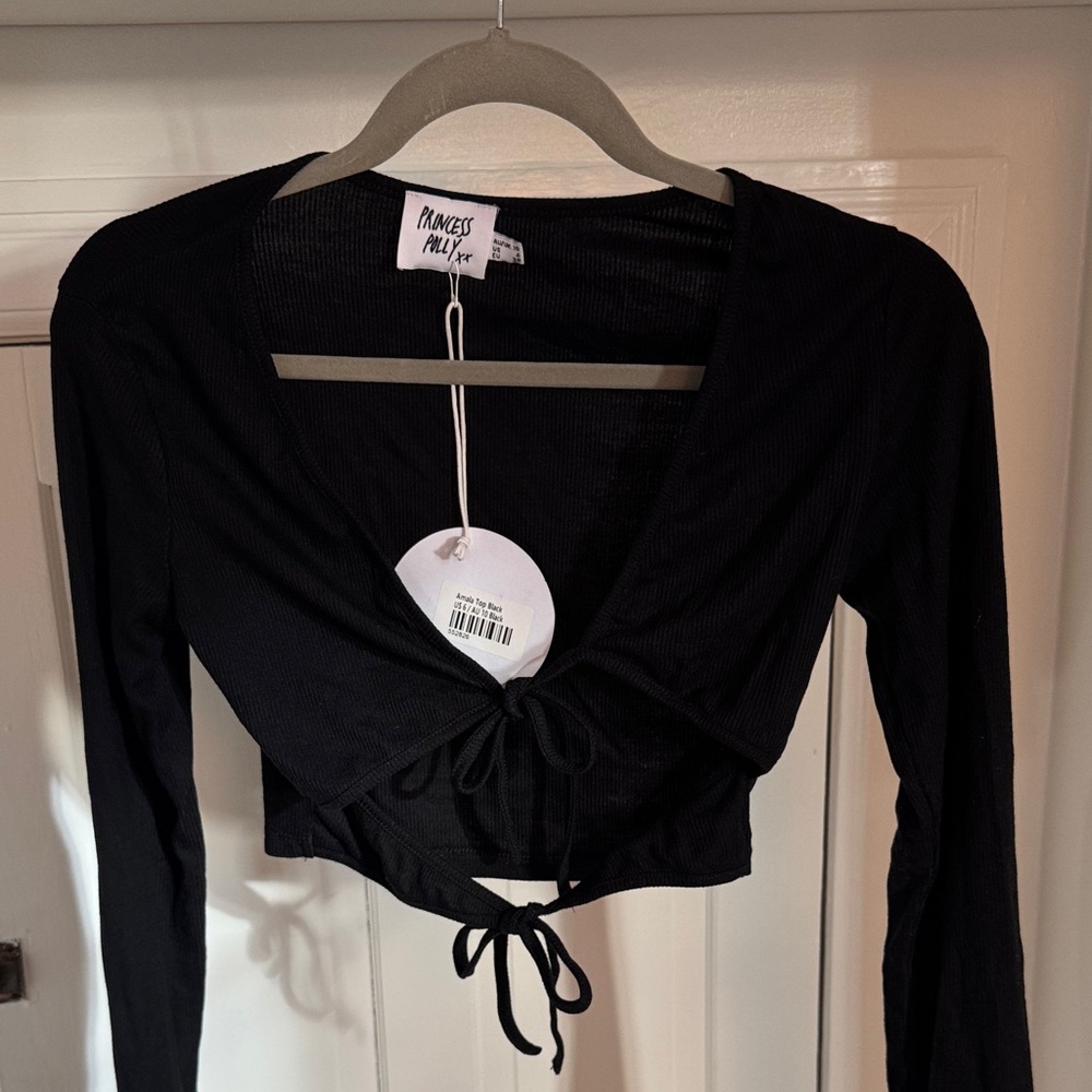 Princess Polly Black Long Sleeve Crop Top